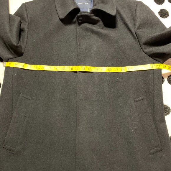 Nautica Overcoat Slater Mens 42R Black Wool Cashmere Trench Coat Jacket - Picture 14 of 16